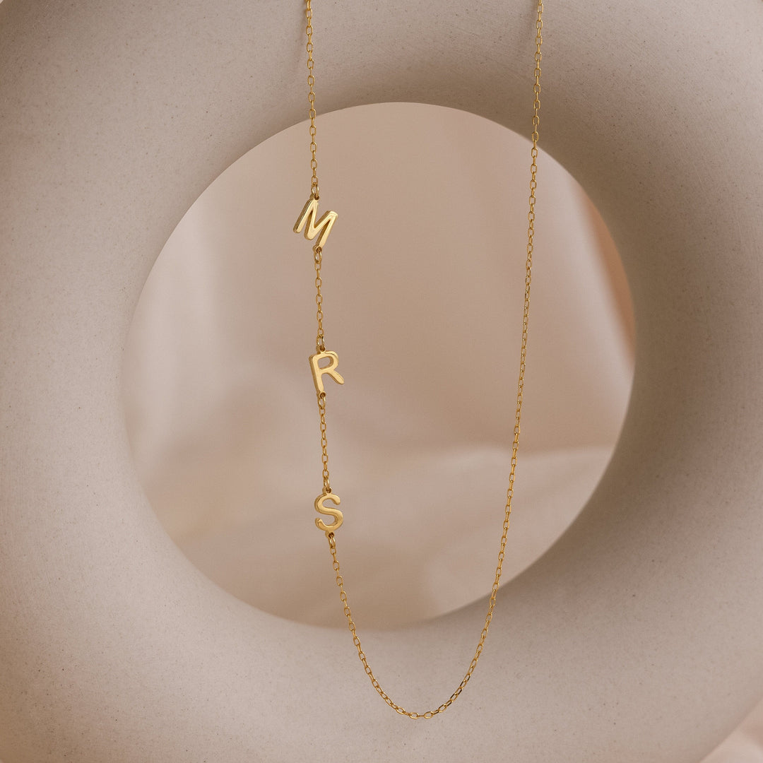 Side Initial Necklace Custom Letter Necklace