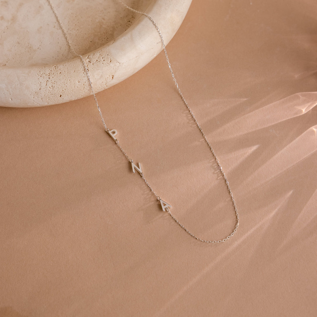 Side Initial Necklace Custom Letter Necklace