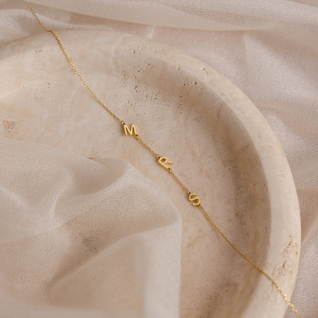 Side Initial Necklace Custom Letter Necklace