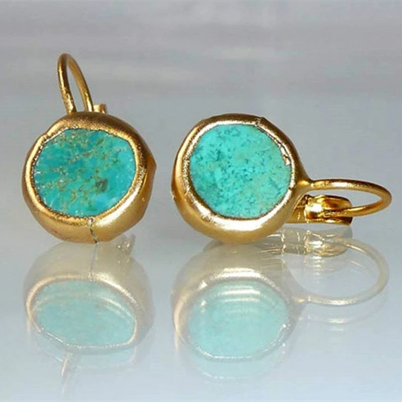 Chic Turquoise Drop Earrings in Gold