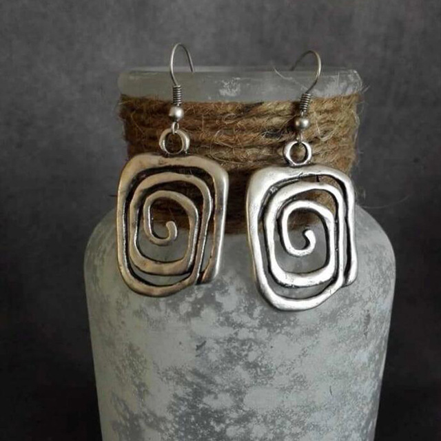 Bohemian Vintage Drop Earrings in Silver