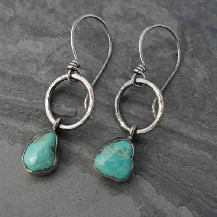 Sparkling Turquoise Vintage Earrings in Silver