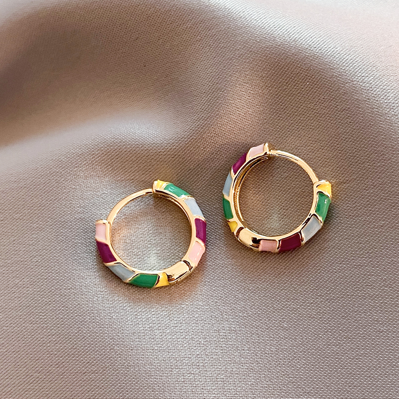 Delicate Multicolour Hoop Earrings in Gold