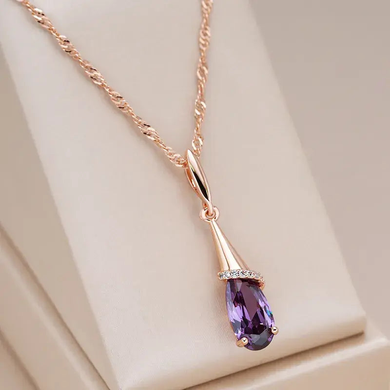Romantic Mauve Crystal Necklace