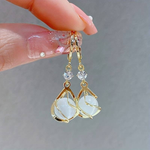 Load image into Gallery viewer, Sparkling White Opal Vintage Earrings in Gold

