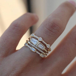 Load image into Gallery viewer, Sparkling Zirconia Vintage Ring Set in Gold

