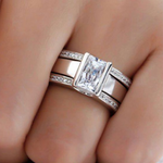 Load image into Gallery viewer, Romantic Glass Vintage Ring silver ring with a large diamond worn on a finger.
