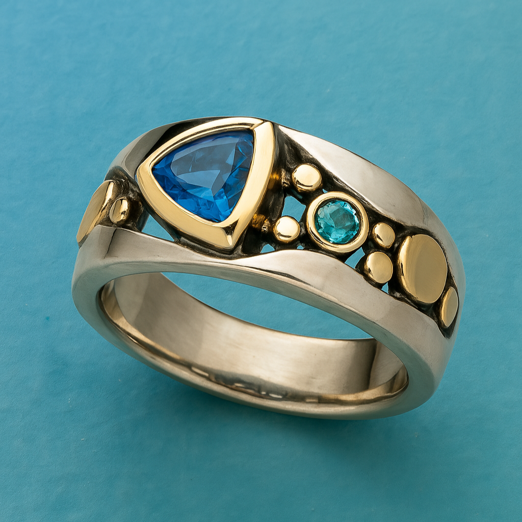 Luxurious Blue Crystal Vintage Ring