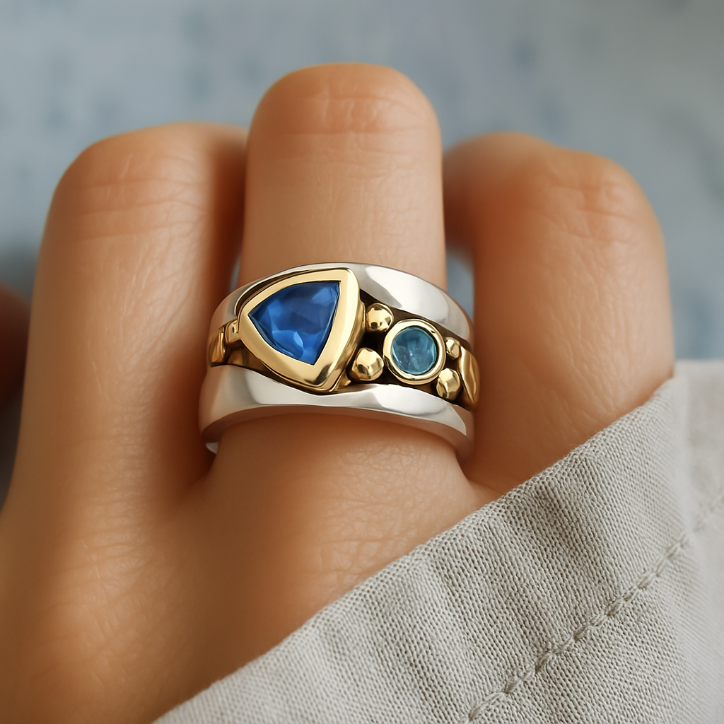 Luxurious Blue Crystal Vintage Ring