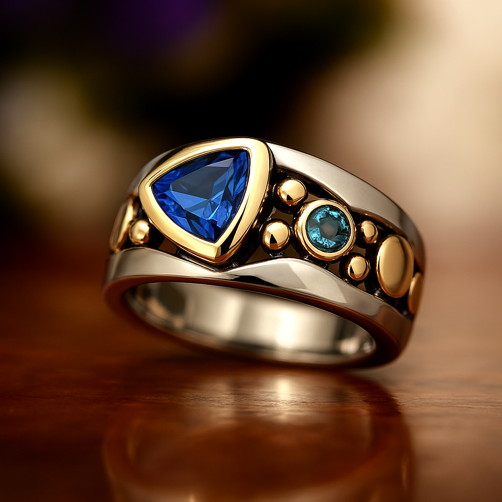 Luxurious Blue Crystal Vintage Ring
