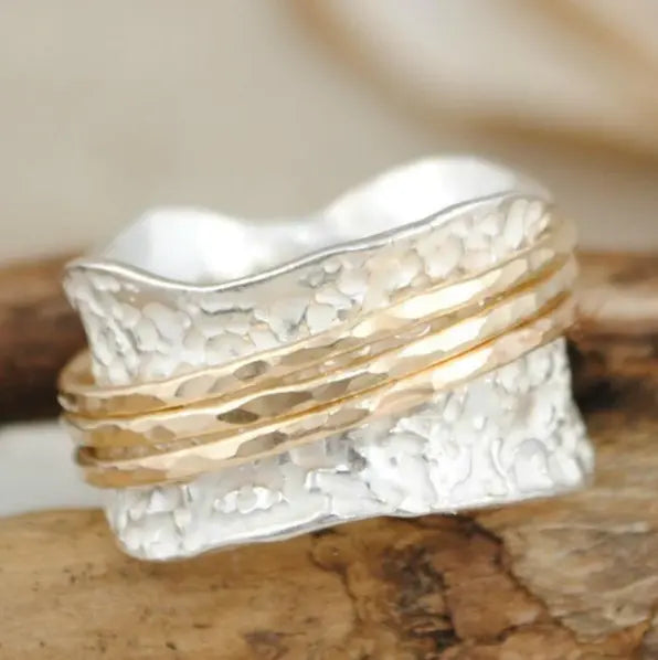 Classic Vintage Statement Ring in Gold and Silver