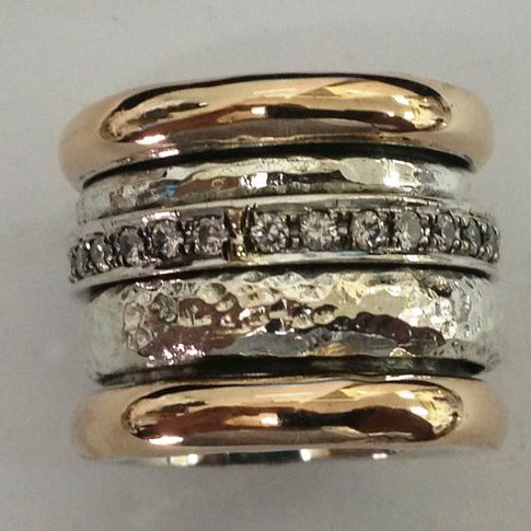 Bold Vintage Statement Ring in Gold and Silver