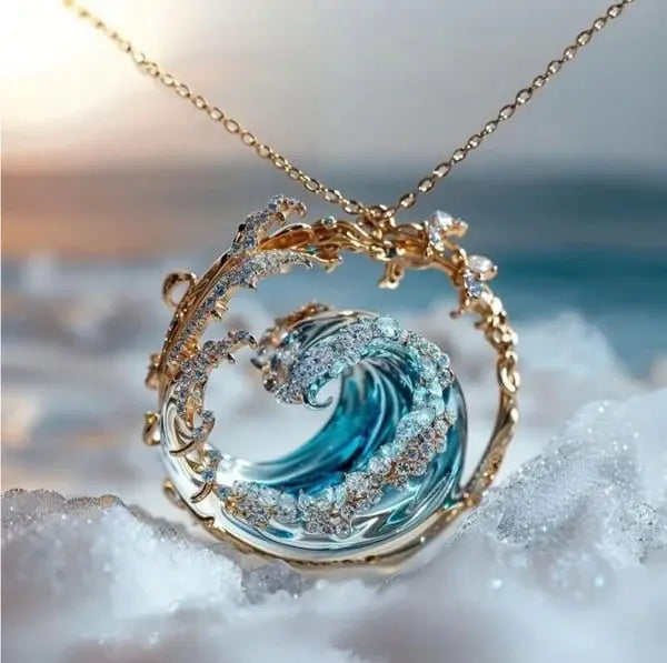 Romantic Ocean Wave Pendant Necklace