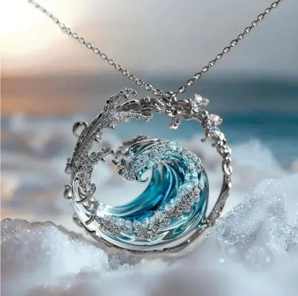 Romantic Ocean Wave Pendant Necklace