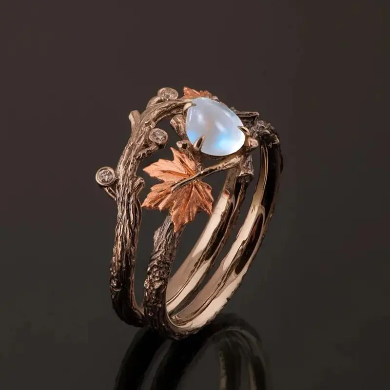 Luxurious Moonstone Moon Ring