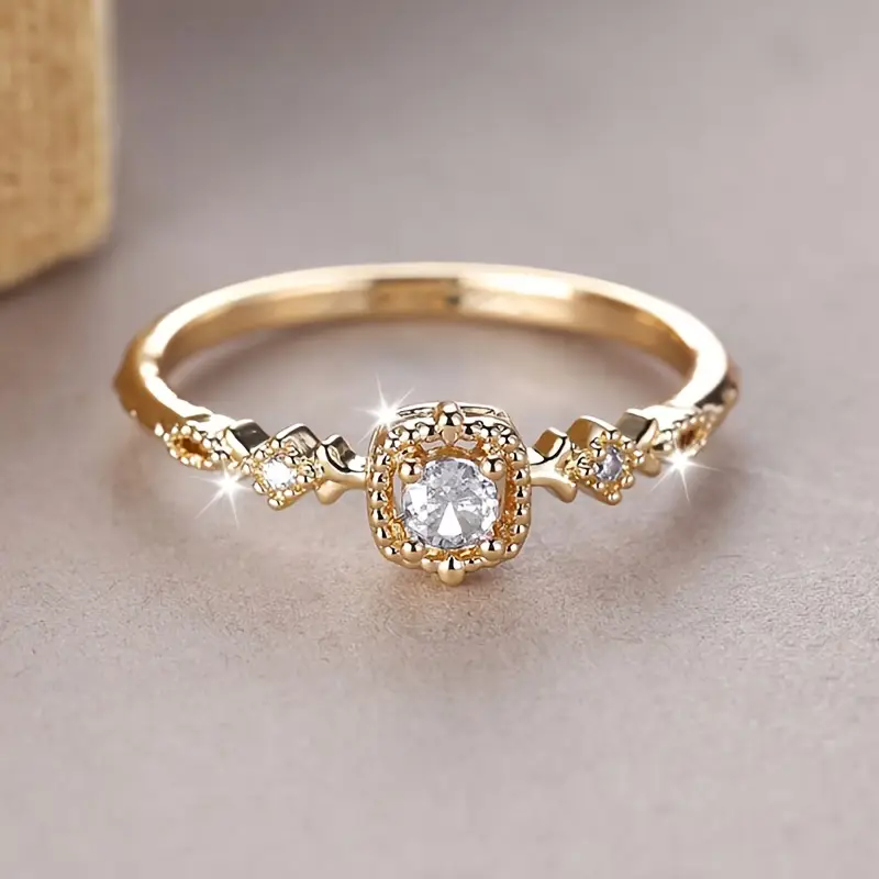 Dainty Crystal Vintage Ring in Gold