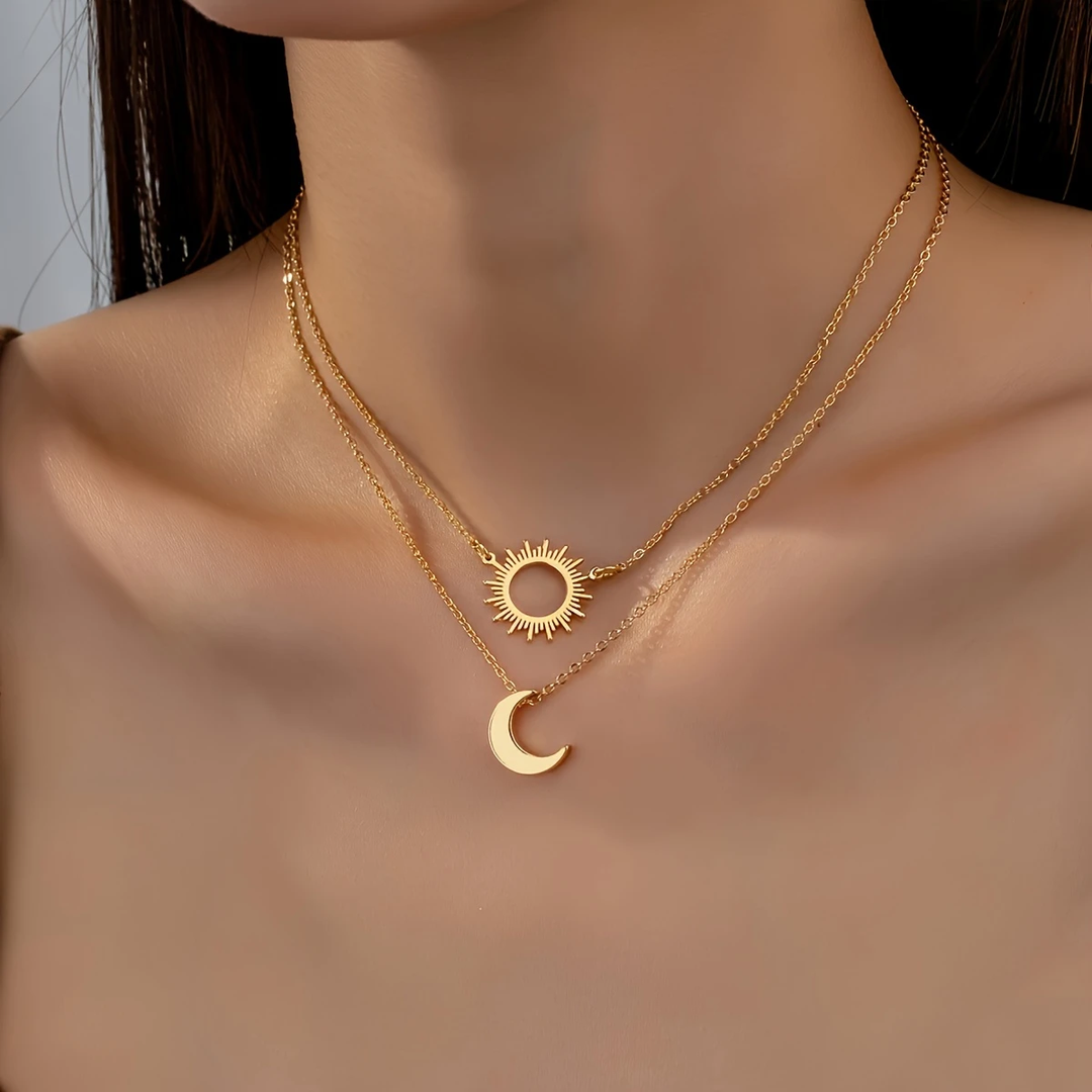 Romantic Moon Pendant Necklace in Gold