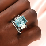 Load image into Gallery viewer, Classic Glass Ocean Wave Ring in Silver
