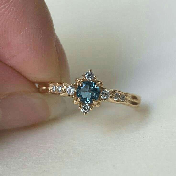Bold Blue Halo Ring