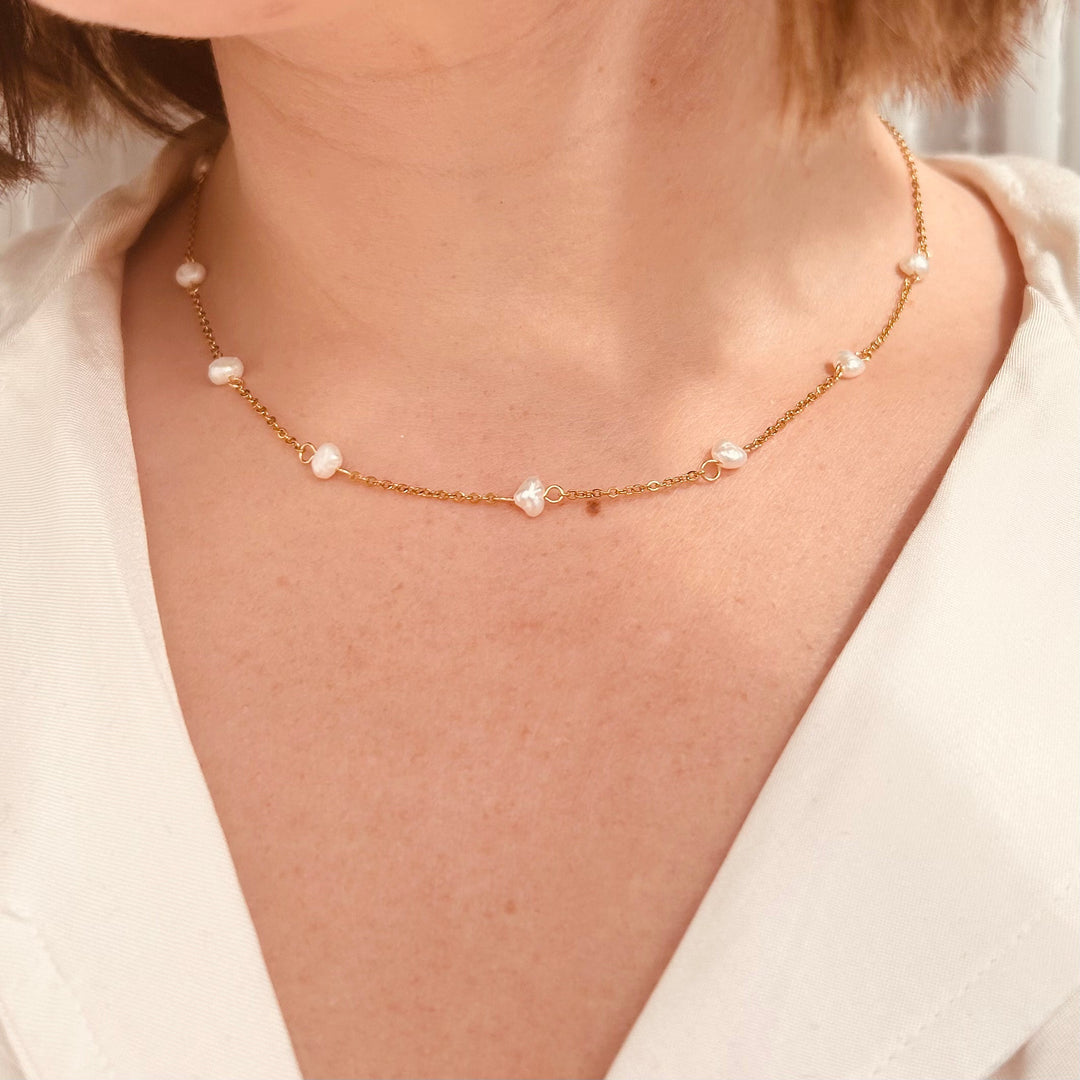 Gold Pearl Necklace Everyday Necklace