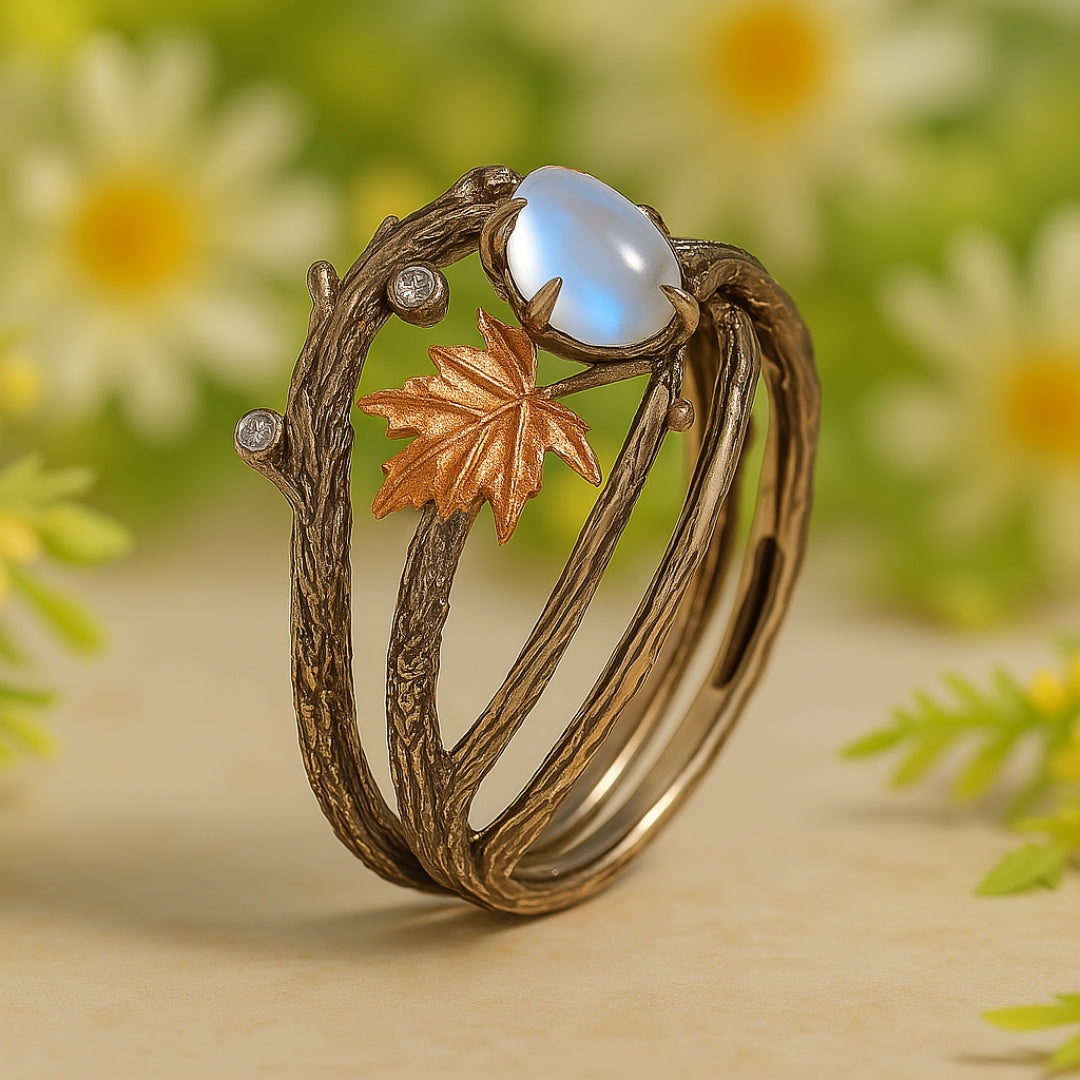 Luxurious moonstone moon ring