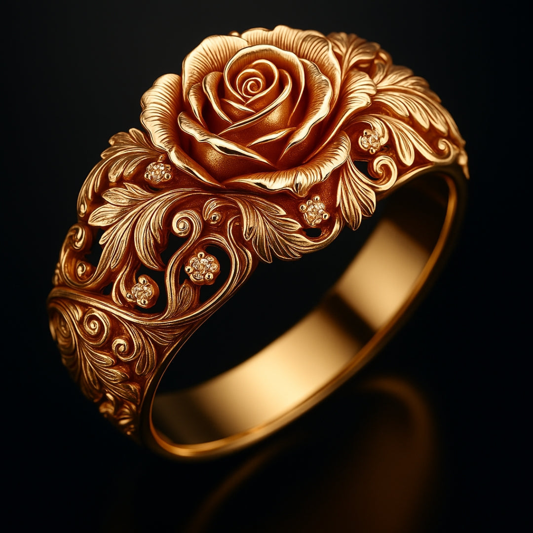 Elegant Flower Statement Ring in Gold