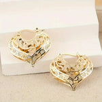 Load image into Gallery viewer, Intricate Open Heart Golden Earrings
