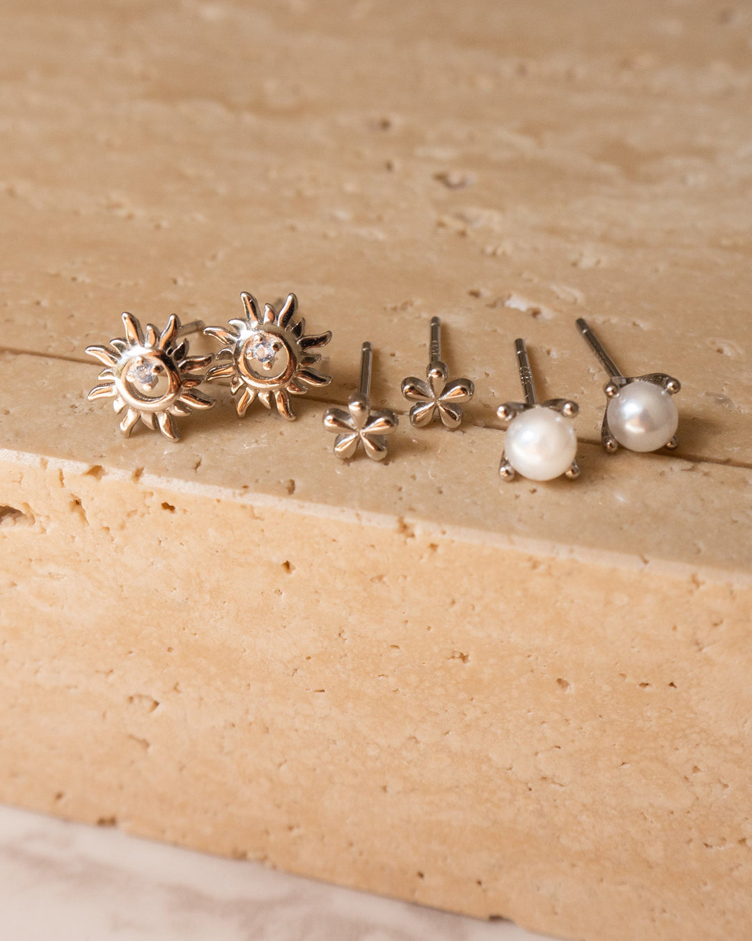 Silver Sterling Silver Mini Flower Stud Earrings