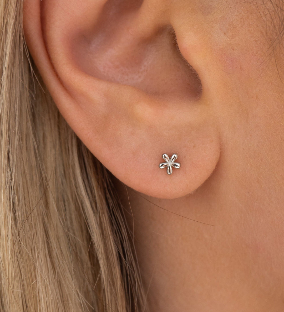 Silver Sterling Silver Mini Flower Stud Earrings