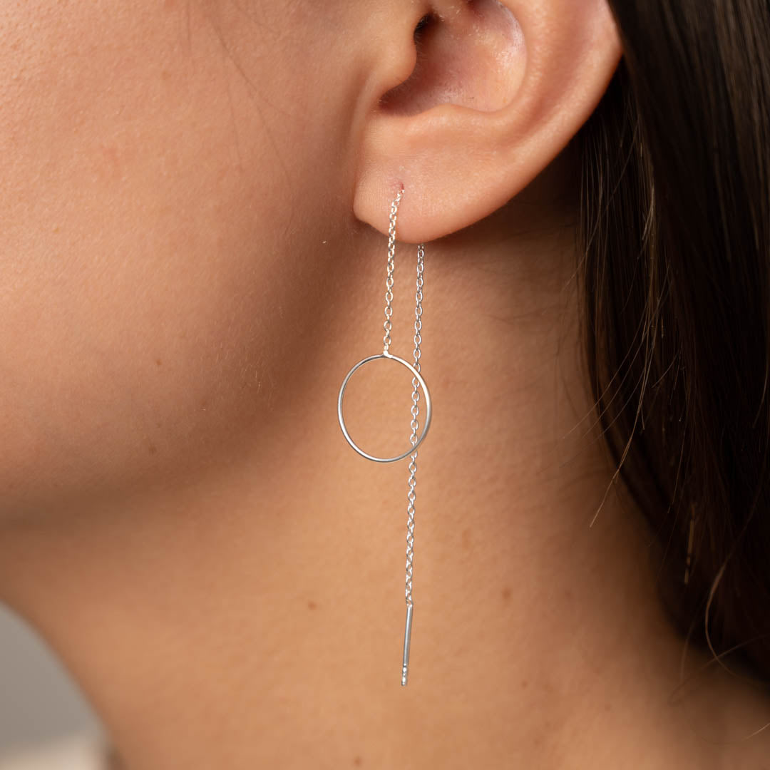 Circle Thread Earrings Long Dangle Earrings