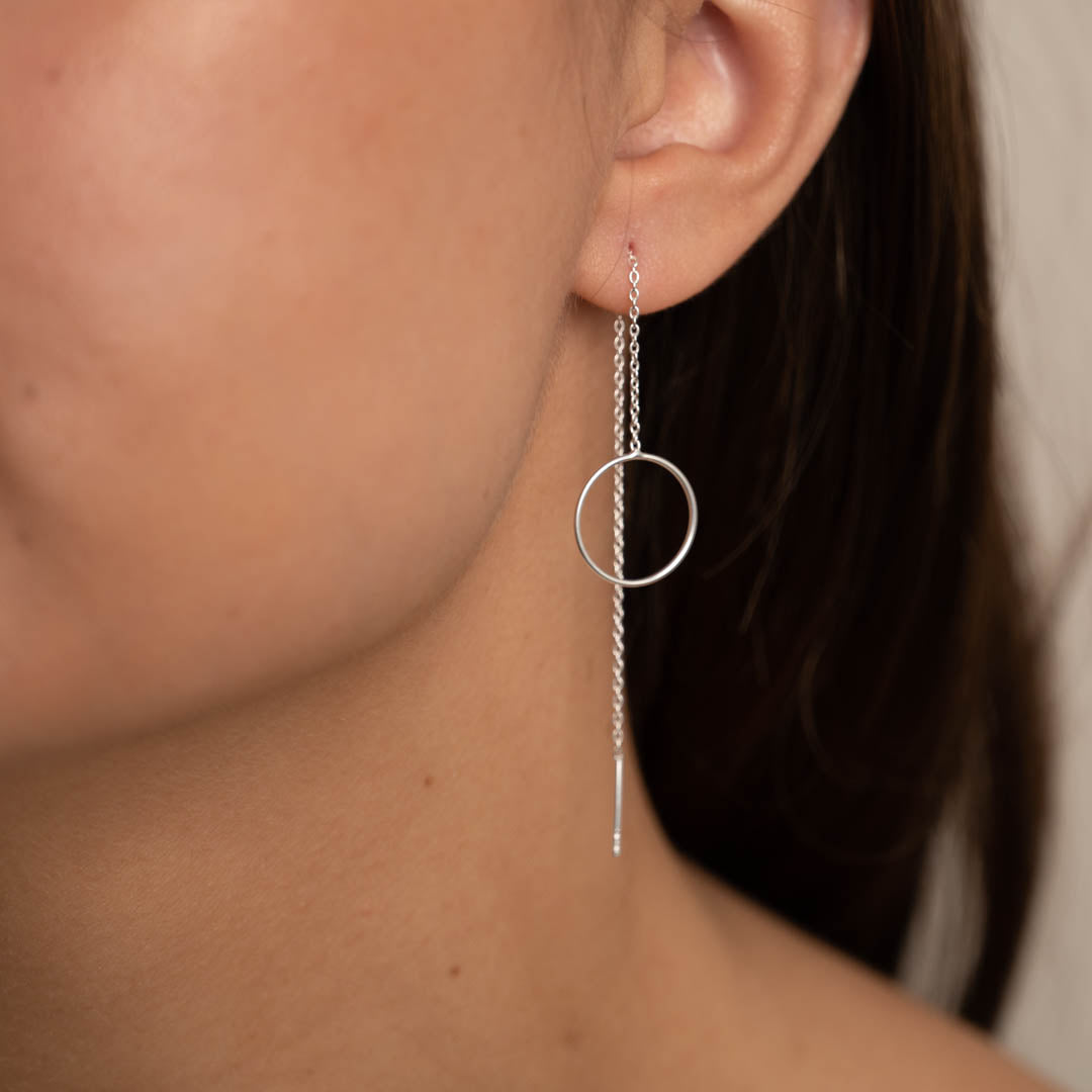 Circle Thread Earrings Long Dangle Earrings