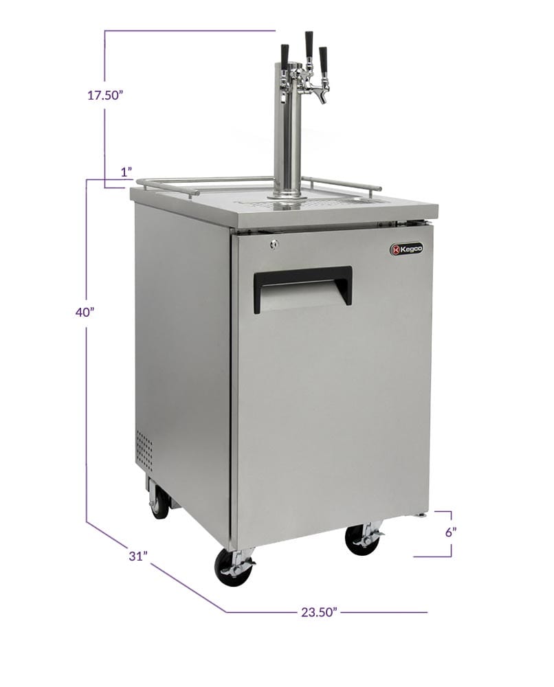 KEGCO KE KEGCO 24" Wide Home Brew All Stainless Steel Commercial Kegerator with Keg-HBK1XSK