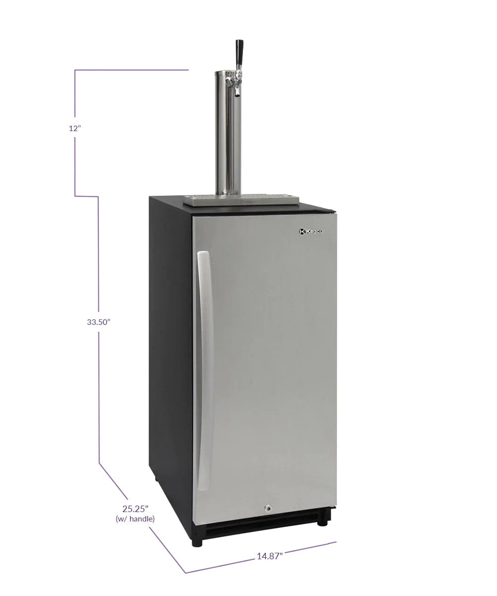 KEGCO Kegerator KEGCO 15 Wide Single Tap Stainless Steel Built in Right Hinge Kegerator-VSK15SR20