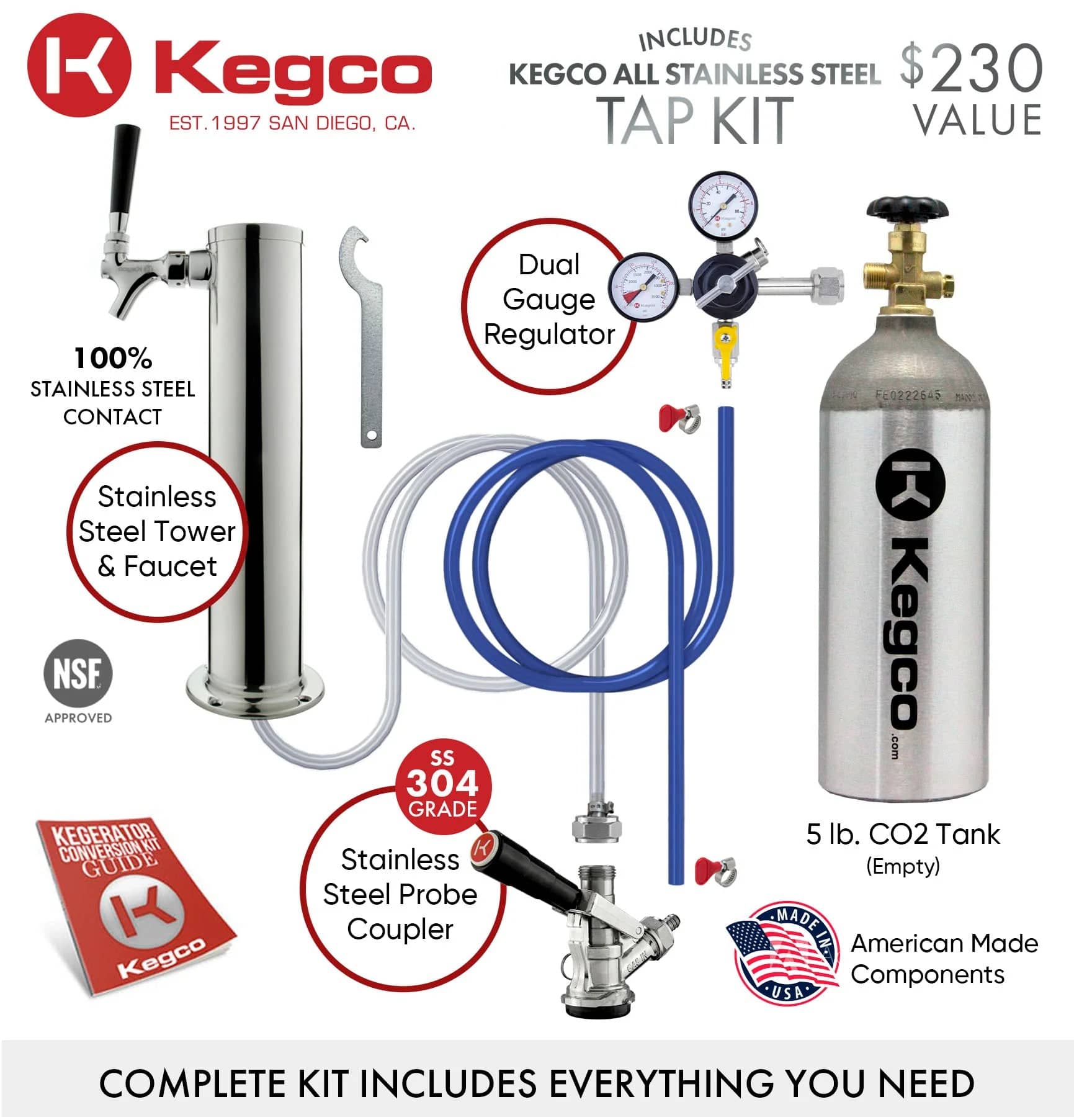 KEGCO Kegerator KEGCO 24" Wide Black Stainless Steel Digital Kegerator- K309X
