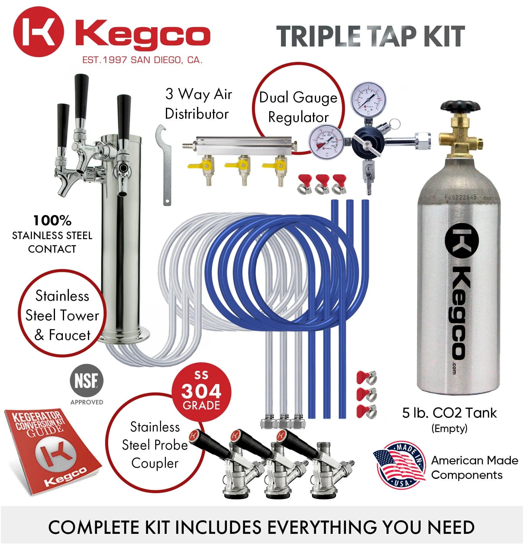 KEGCO Kegerator KEGCO 24" Wide Black Stainless Steel Digital Kegerator- K309X