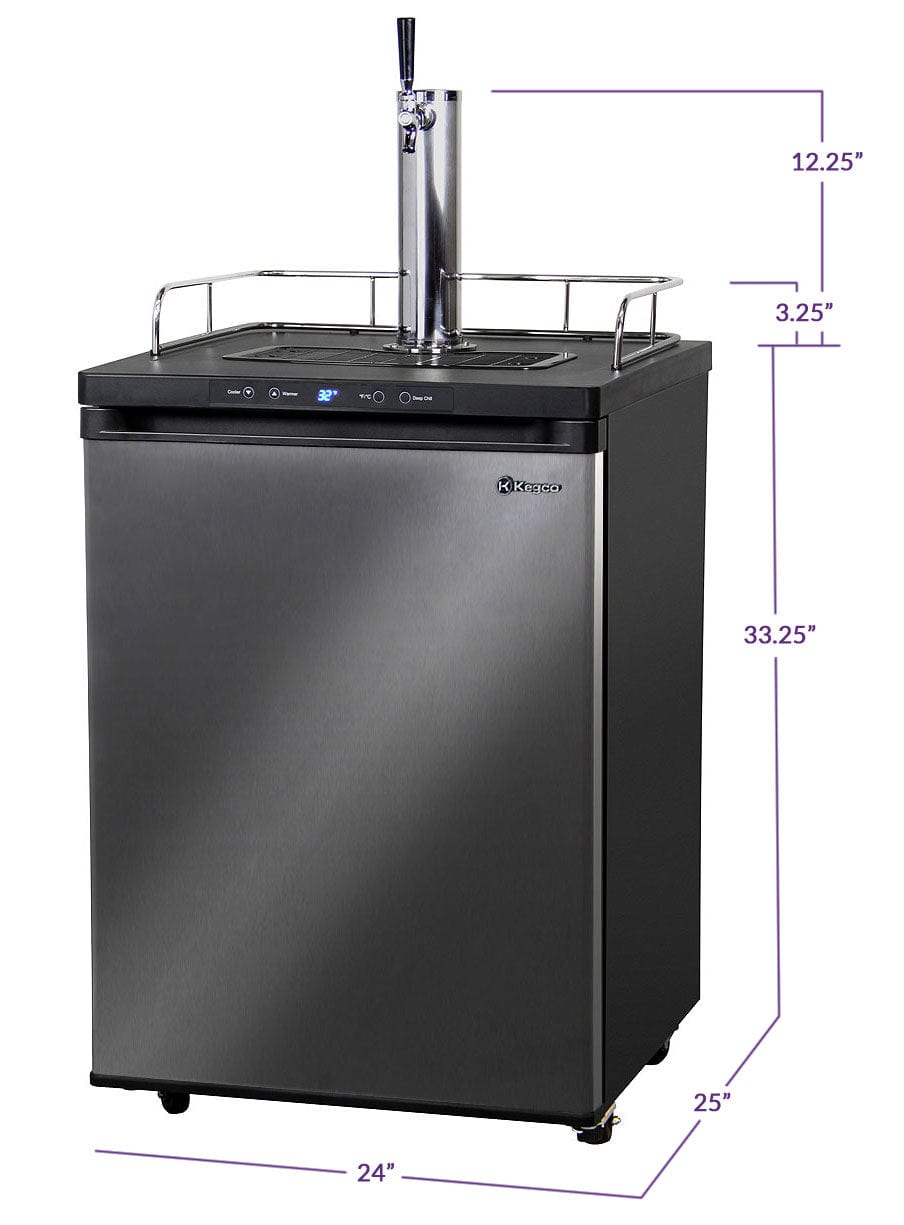 KEGCO Kegerator KEGCO 24" Wide Cold Brew Coffee Black Stainless Steel Kegerator- ICK30X