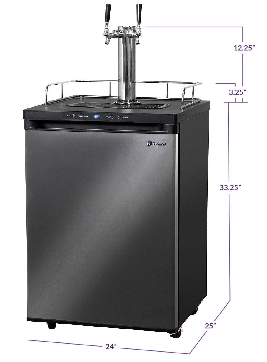 KEGCO Kegerator KEGCO 24" Wide Cold Brew Coffee Black Stainless Steel Kegerator- ICK30X