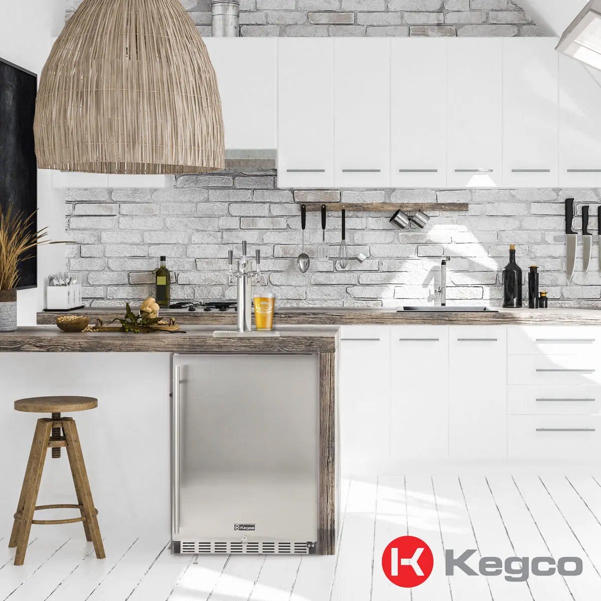 KEGCO Kegerator KEGCO 24" Wide Stainless Steel Built-in Digital Left Kegerator with Kit- HK38BSUL