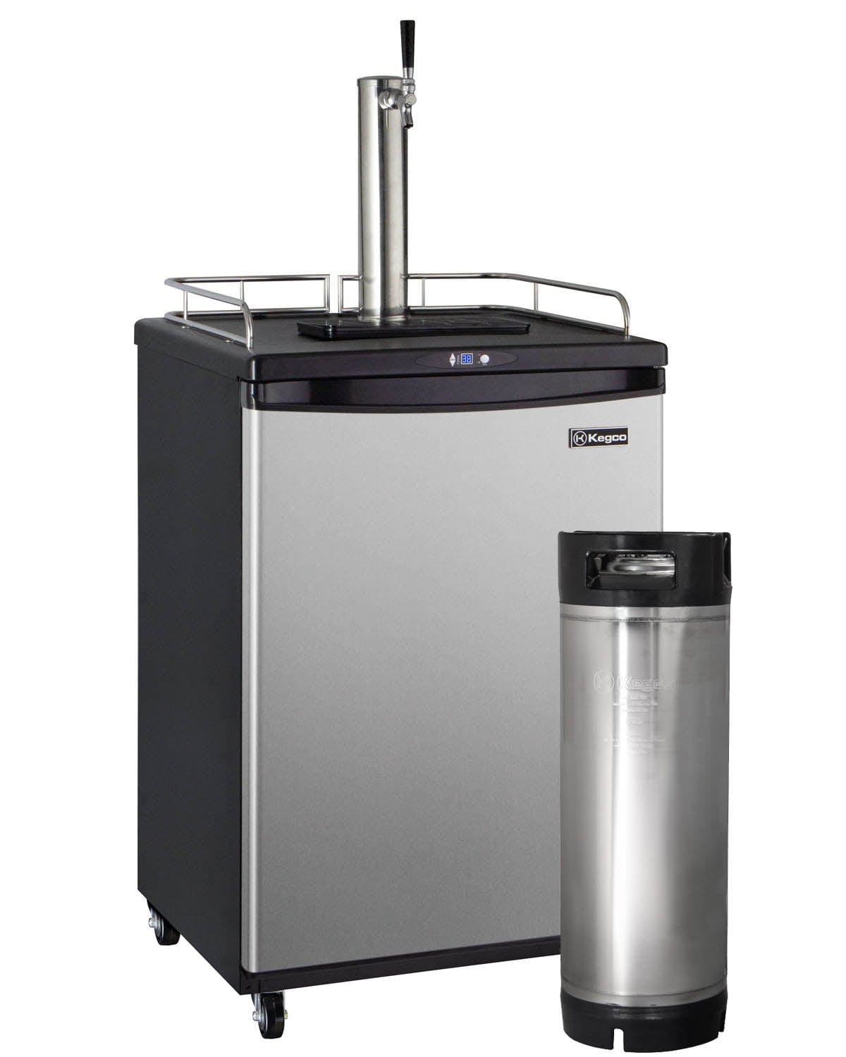 KEGCO Kegerator Single Tap Kegerator with Keg KEGCO 24&quot; Wide Home Brew Stainless Steel Commercial/Residential Kegerator with Keg-HBK163S