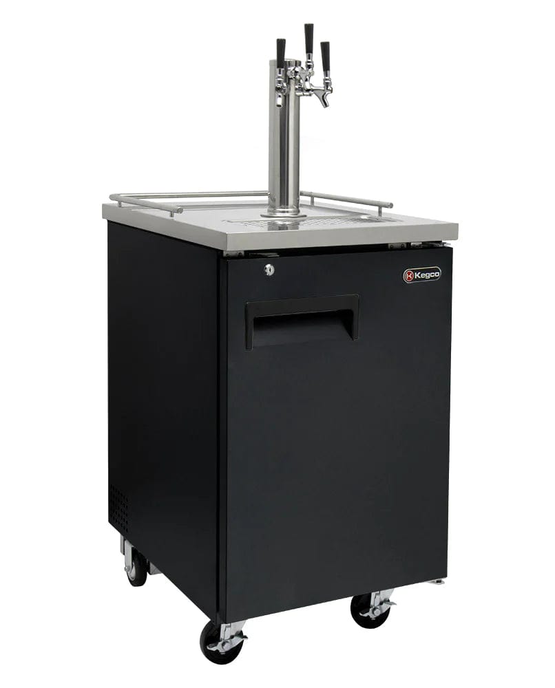 KEGCO Kegerator TRIPLE TAP KEGERATOR KEGCO 24"Wide Homebrew Black Commercial Kegerator With Kegs-HBK1XB