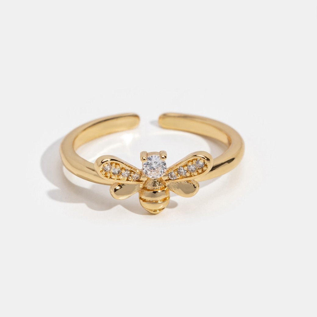 Laila Crystal and Gold Bee Ring
