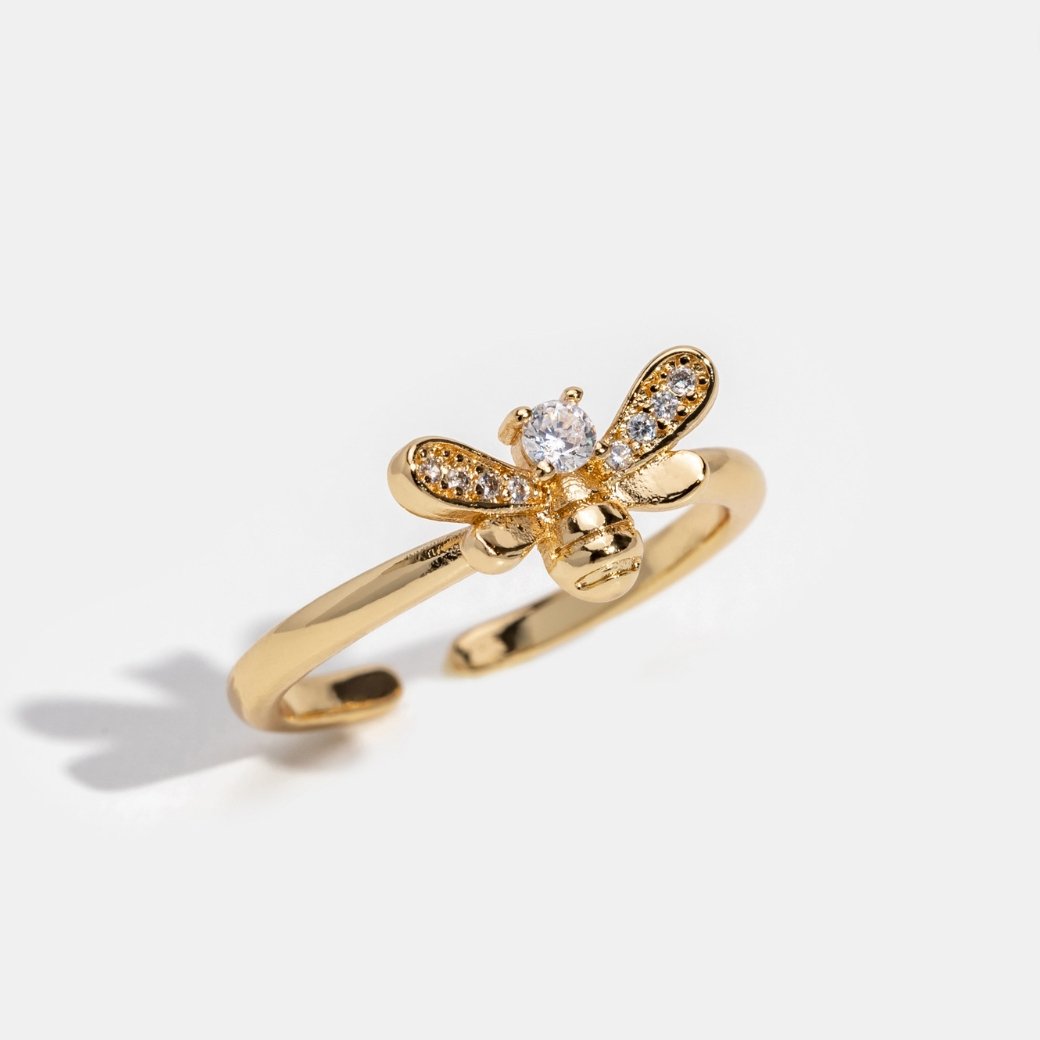 Laila Crystal and Gold Bee Ring