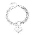 Load image into Gallery viewer, Layered Chain and Paperclip Heart Bracelet
