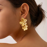 Load image into Gallery viewer, Layered Hibiscus Flower Floral Earrings
