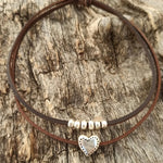 Load image into Gallery viewer, Leather Heart Choker Necklace
