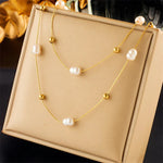 Load image into Gallery viewer, Layered Pearl Gold Beaded Necklace
