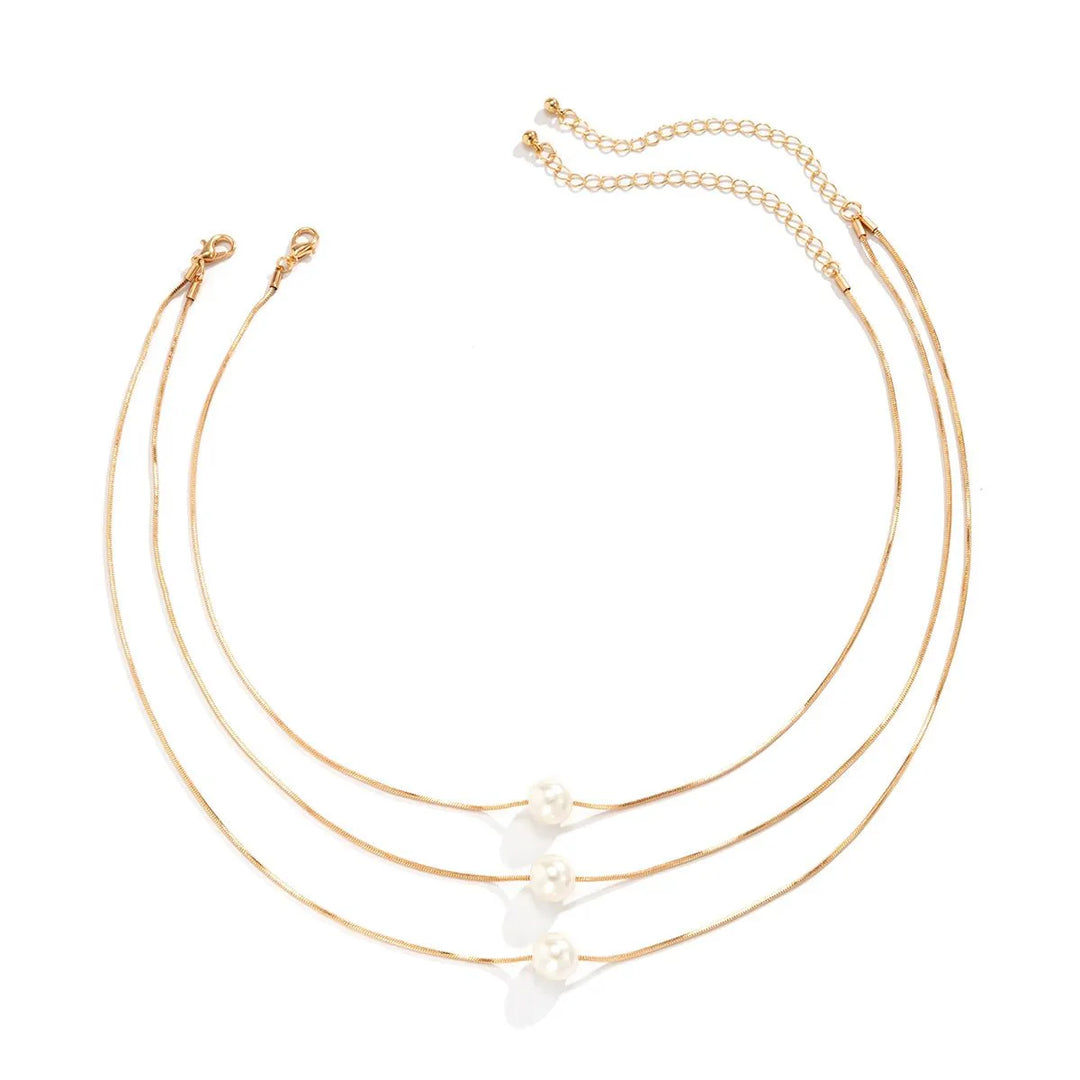 Layered Pearls Strung On Rope Necklace