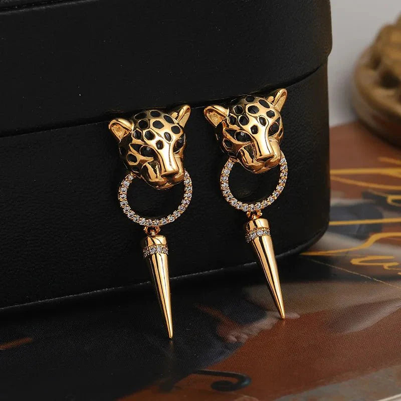 Leopard circle dangle earrings 635364