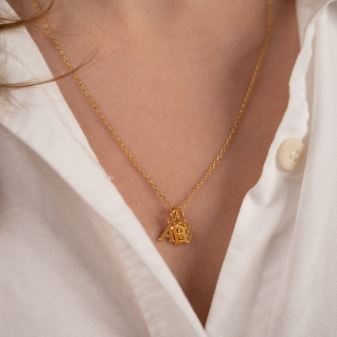 Letter golden necklace abc