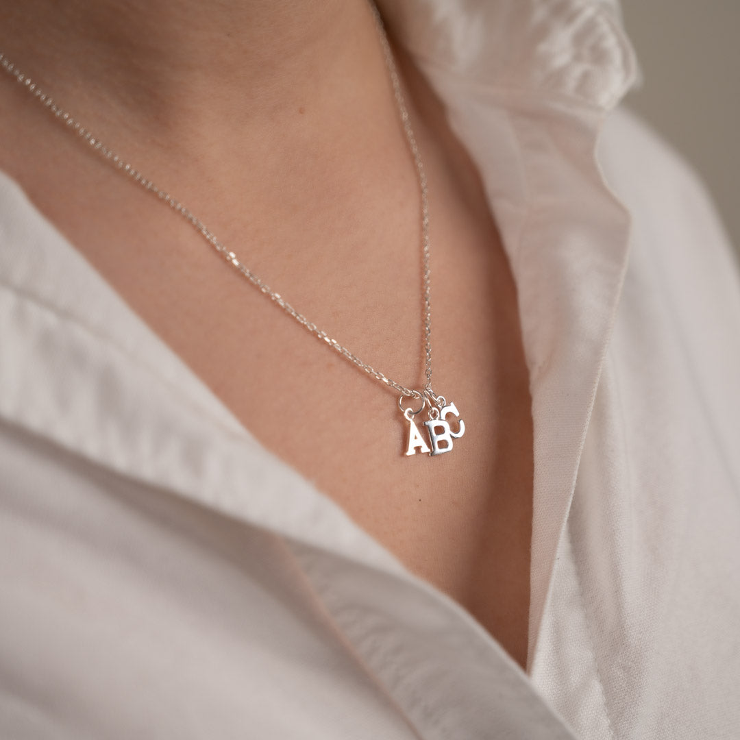 Letter silver necklace abc